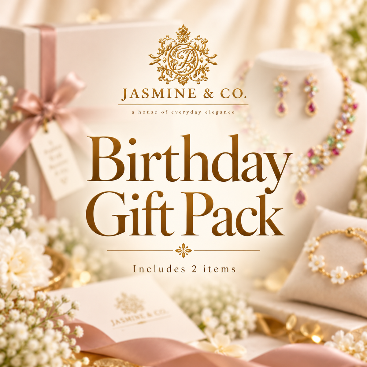 Jasmine & Co. branded jewellery gift box packaging