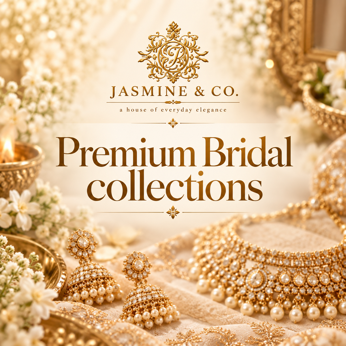Jasmine & Co. premium bridal gold-plated green stone necklace set