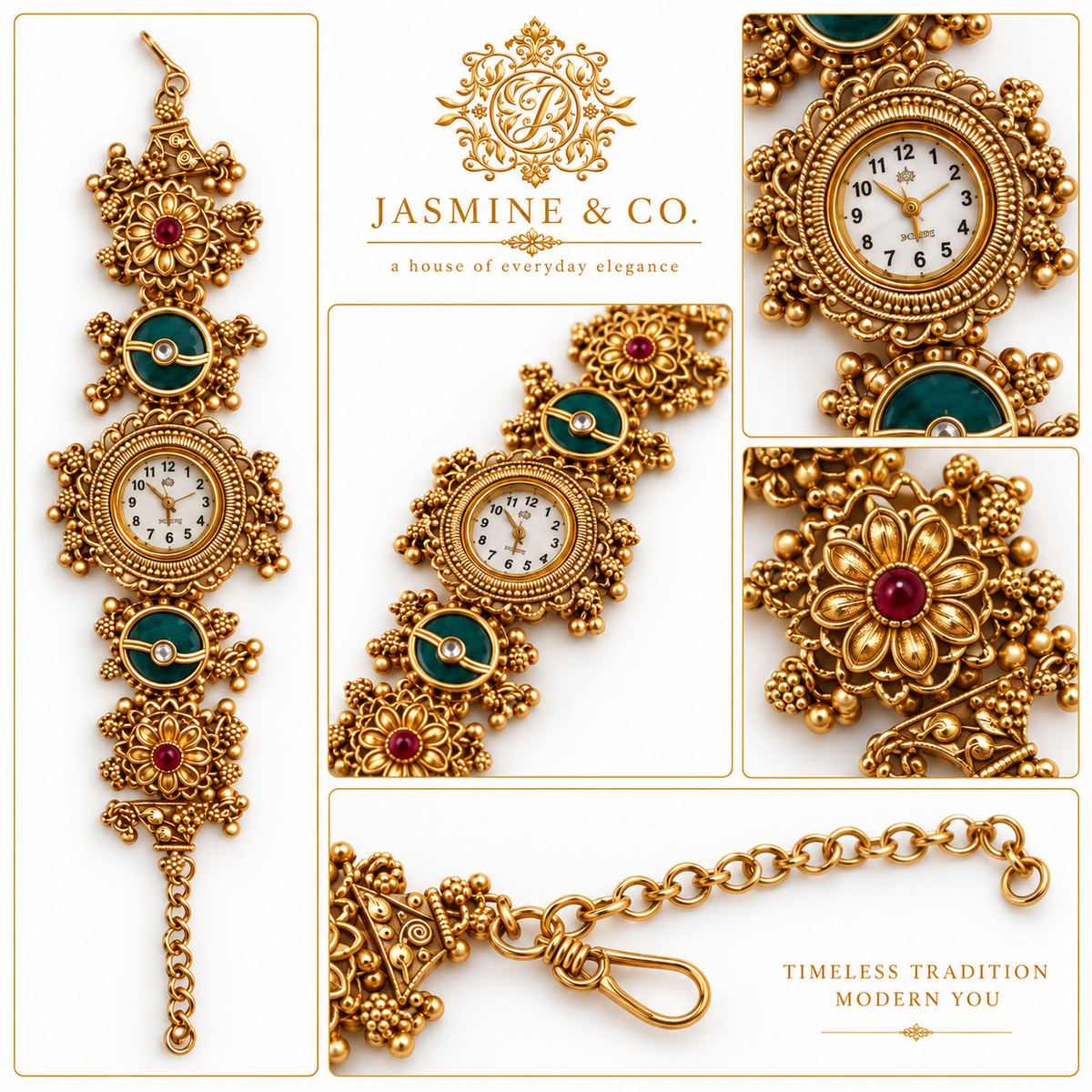 Jasmine & Co. Heritage Watch 04 multi-angle detail collage