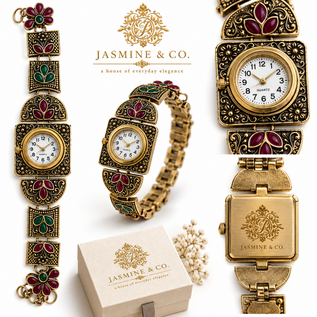 Jasmine & Co. Heritage Watch 06 multi-angle front and back views