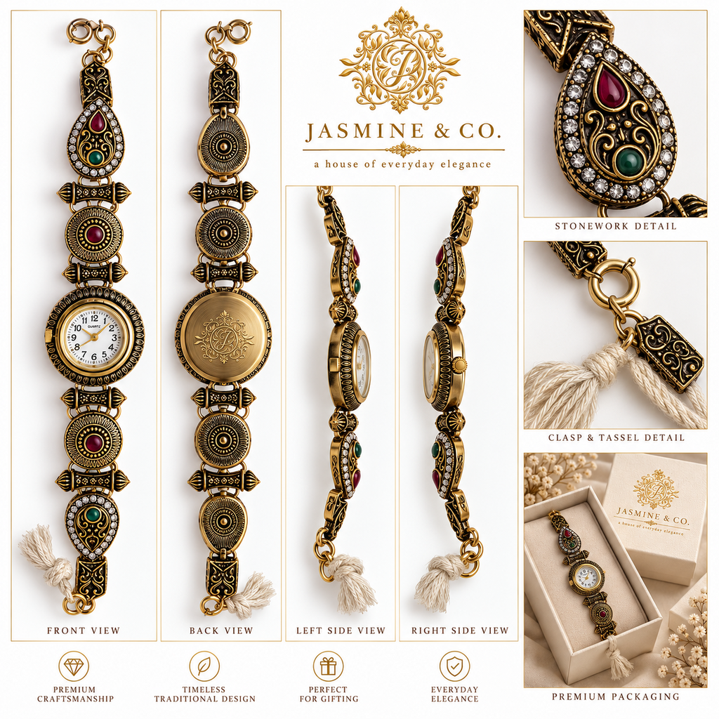 Jasmine & Co. Heritage Watch 08 multi-angle front and back views