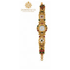 Jasmine & Co. Heritage Watch 15 – Gold-Plated Floral Multicolour Bracelet Watch – full length view
