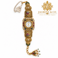 Jasmine & Co. Heritage Watch 16 – Gold-Plated Ornate Enamel Statement Bracelet Watch – front product