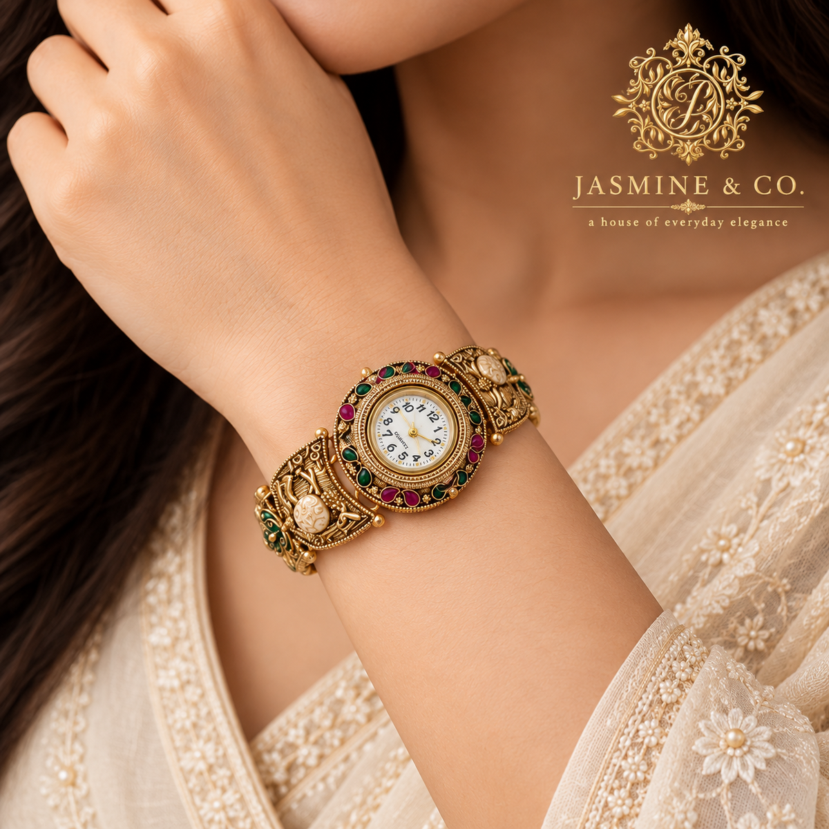 Jasmine & Co. Heritage Watch 17 worn on wrist