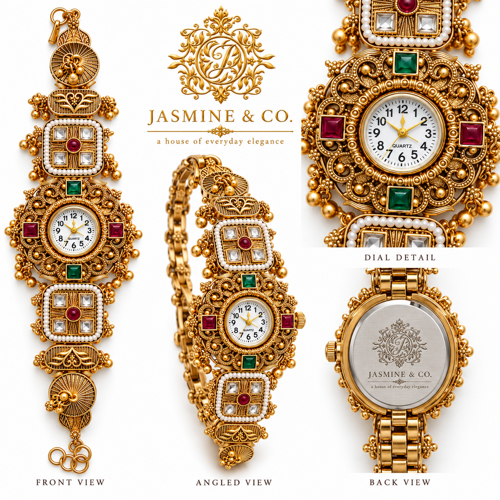 Jasmine & Co. Heritage Watch 19 multi-angle front and back views