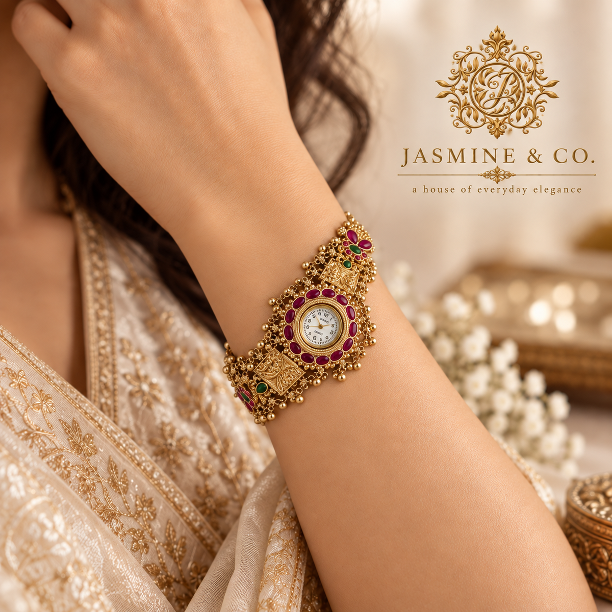 Jasmine & Co. Heritage Watch 21 multi-angle front and back views