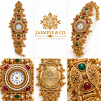 Jasmine & Co. Heritage Watch 22 – Gold-Plated Pearl-Style Statement Bracelet Watch – multi-angle views