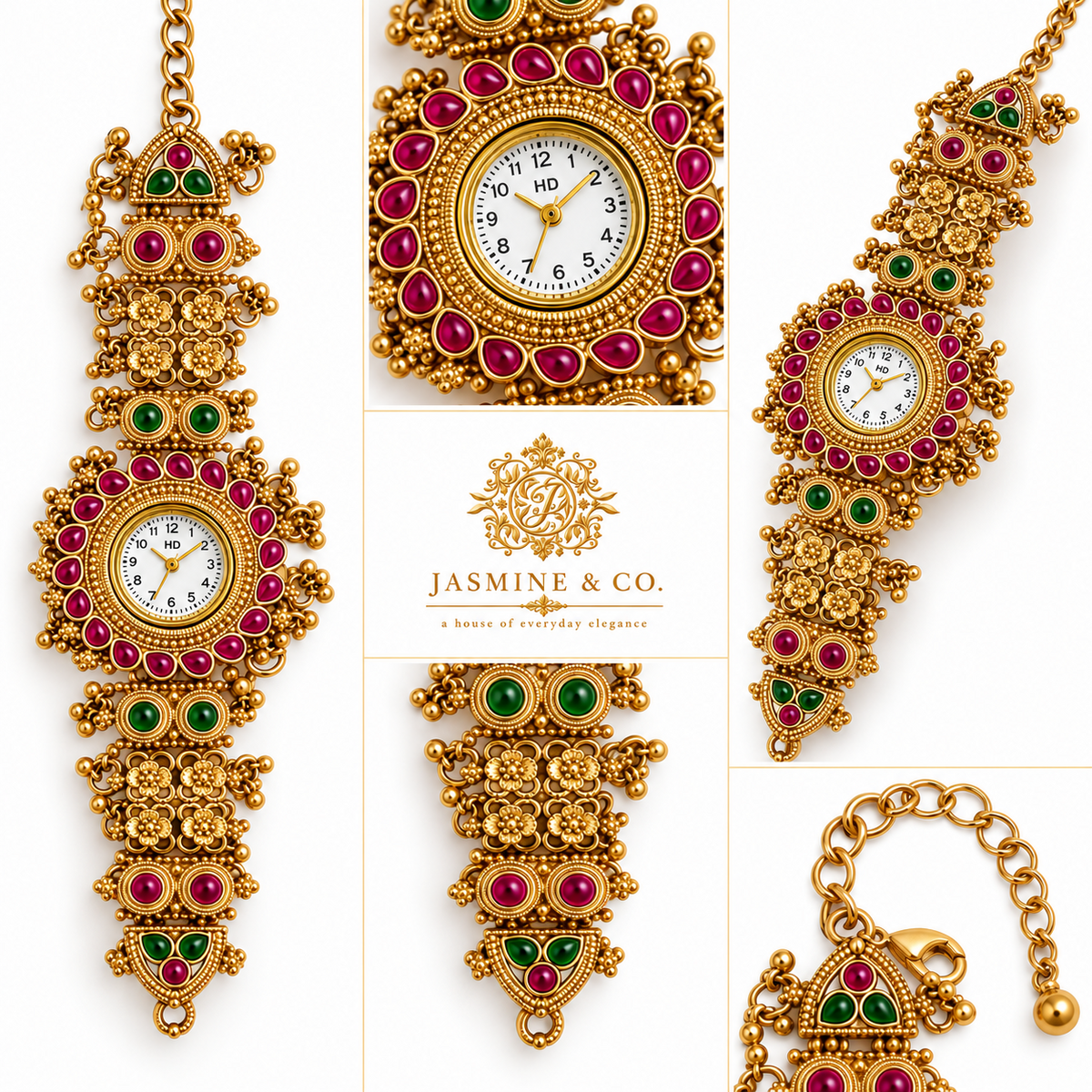 Jasmine & Co. Heritage Watch 23 multi-angle detail collage