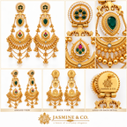 Traditional Kashmiri Long Jhumka-Style Earrings – Dark Green Stone