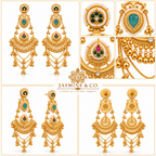 Traditional Kashmiri Long Jhumka-Style Earrings – Light Green Stone