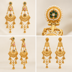 Traditional Kashmiri Long Jhumka-Style Earrings – Pink Stone