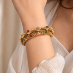 Model wearing Gold Plated Indian Bangles-02