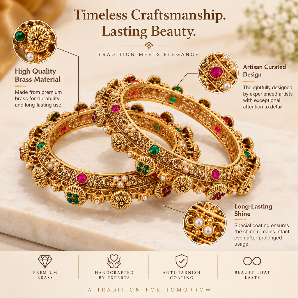 Gold Plated Indian Bangles-02 in Jasmine & Co. packaging