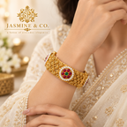 Model wearing Gold Plated Indian Bangles-03