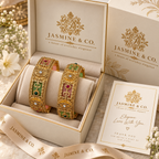 Gold Plated Indian Bangles-04 in Jasmine & Co. packaging