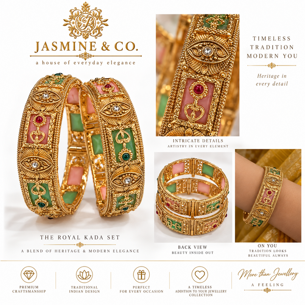 Gold Plated Indian Bangles-04 multi-angle detail collage