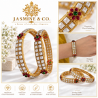 Gold Plated Indian Bangles-06 multi-angle detail collage
