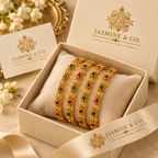 Gold Plated Indian Bangles-07 in Jasmine & Co. packaging