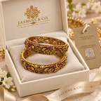 Gold Plated Indian Bangles-08 in Jasmine & Co. packaging