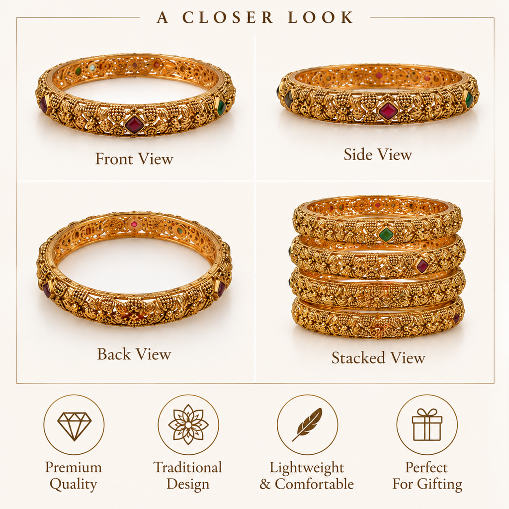 Gold Plated Indian Bangles-10 in Jasmine & Co. packaging