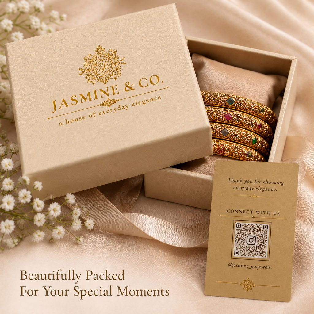 Gold Plated Indian Bangles-10 packaging and multi-angle presentation