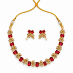 Gold-plated necklace set red variant studio image
