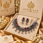 Jasmine & Co branded presentation packaging for necklace set