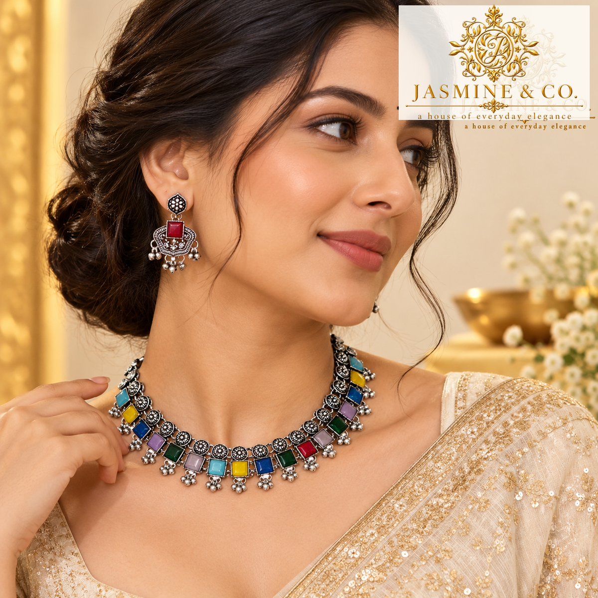 Jasmine & Co. necklace set 26090714 — model wearing