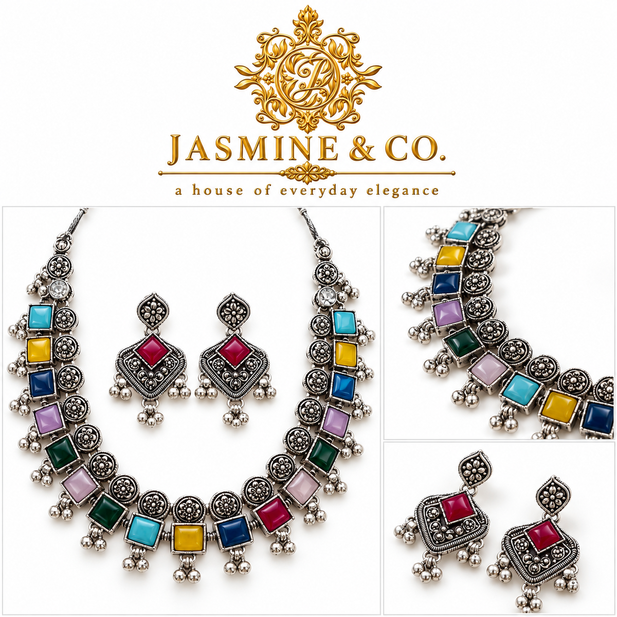 Jasmine & Co. necklace set 26090714 — multi-angle collage