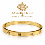 Crystal rivet gold-plated bracelet – studio view
