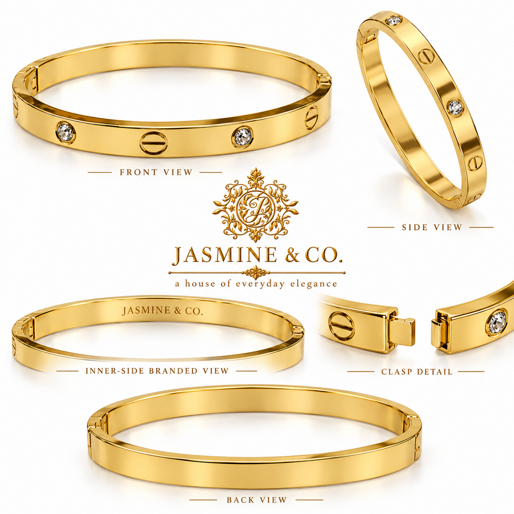 Crystal rivet gold-plated bracelet – multiple angles