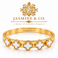Jasmine & Co. White Clover Bangle Bracelet – front view
