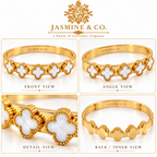 Jasmine & Co. White Clover Bangle Bracelet – multi-angle product collage