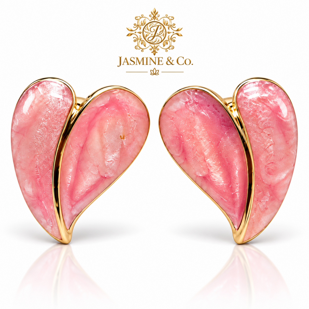 Jasmine & Co. Anti-Tarnish Pink Heart Shape Stud Earrings: studio hero