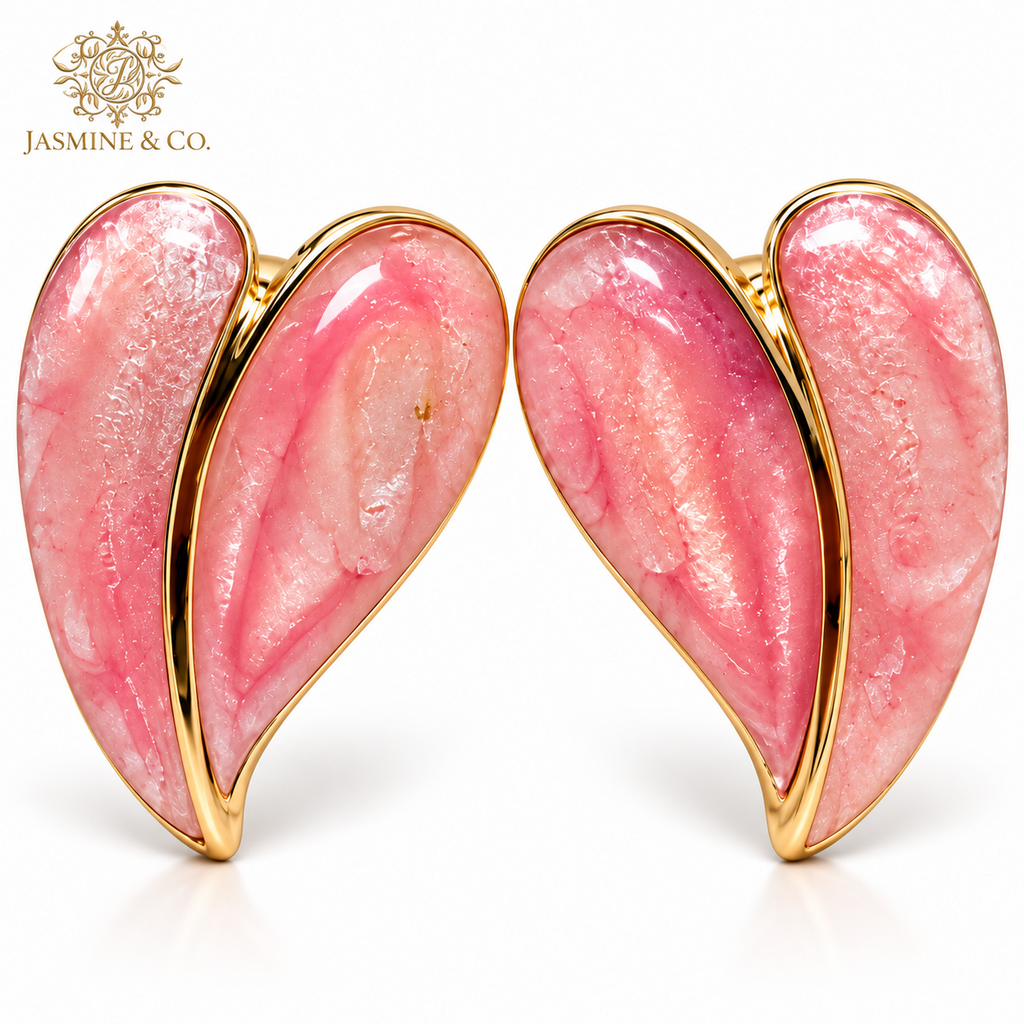 Jasmine & Co. Anti-Tarnish Pink Heart Shape Stud Earrings: close-up detail