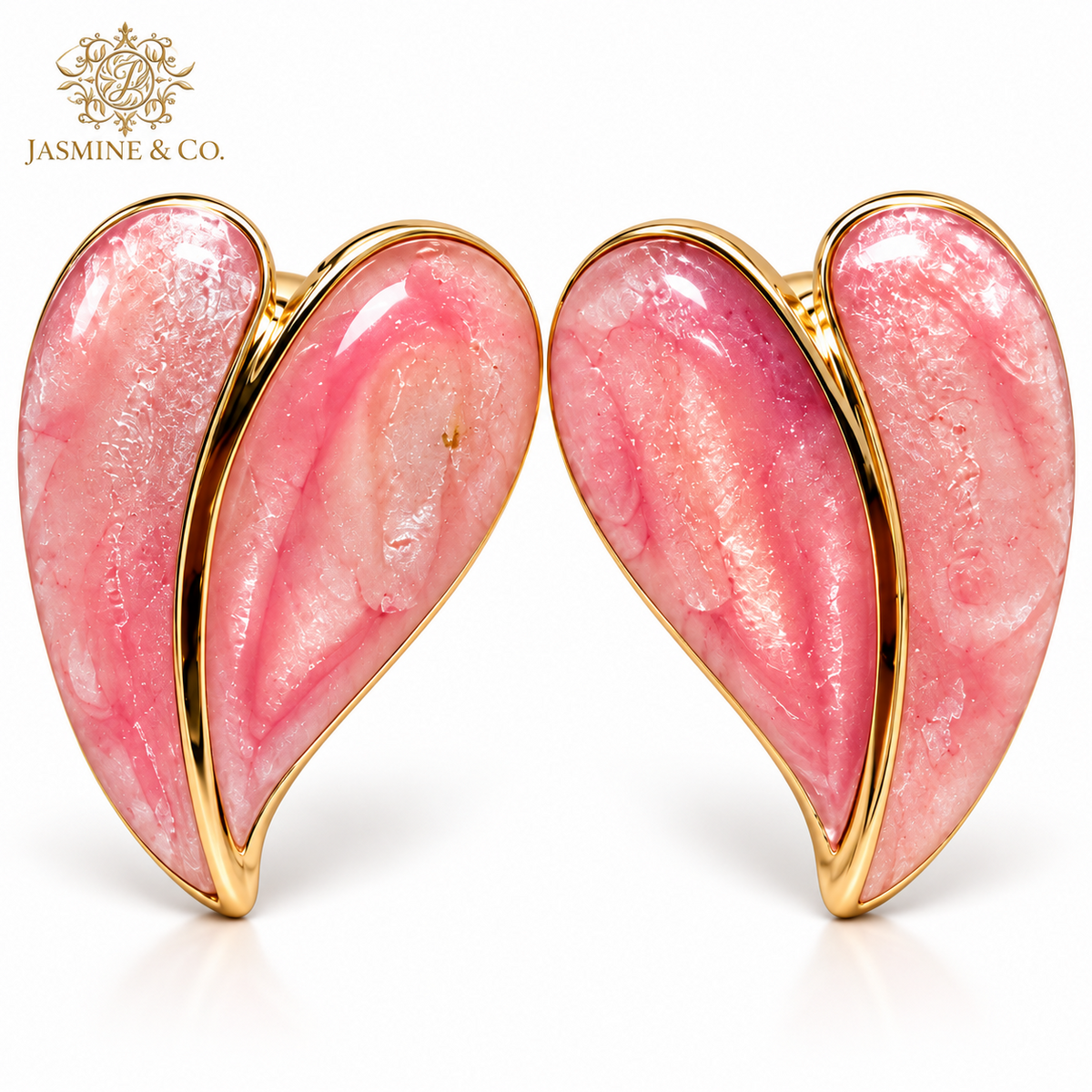 Jasmine & Co. Anti-Tarnish Pink Heart Shape Stud Earrings: close-up detail
