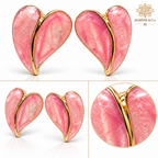 Jasmine & Co. Anti-Tarnish Pink Heart Shape Stud Earrings: multi-angle collage