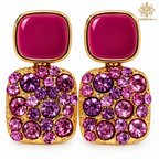 Jasmine & Co. Anti-Tarnish Pink Crystal Statement Stud Earrings: close-up detail