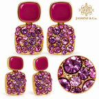 Jasmine & Co. Anti-Tarnish Pink Crystal Statement Stud Earrings: multi-angle collage