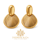 Anti-Tarnish Gold Fan Drop Earrings - studio hero