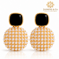 Anti-Tarnish Black & White Pearl Cluster Statement Earrings - studio hero
