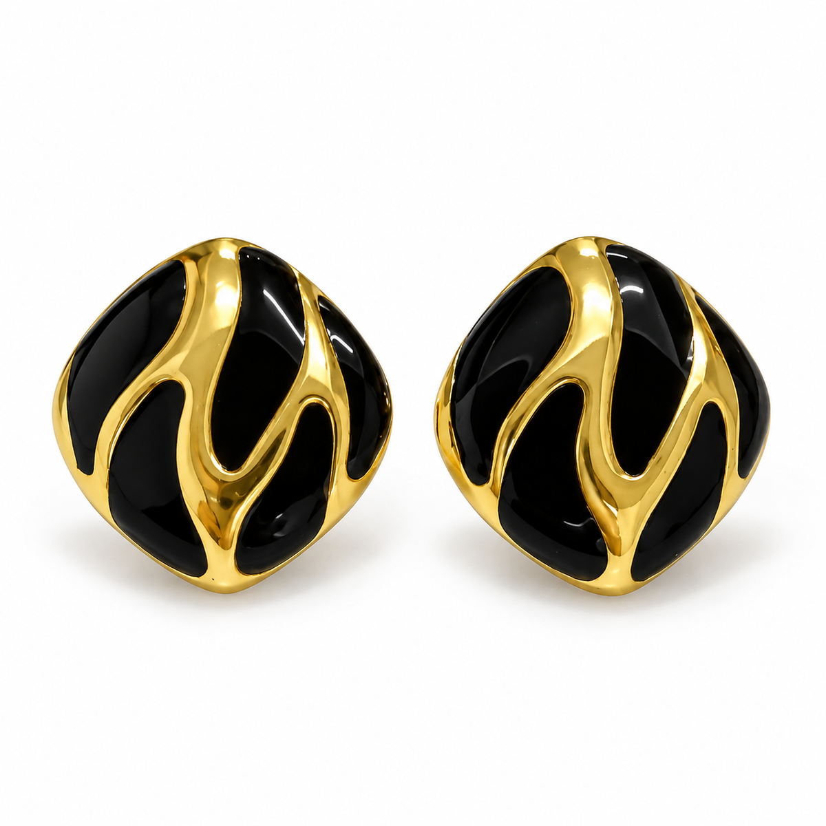 Anti-Tarnish Earrings Style 01 - black variation front view