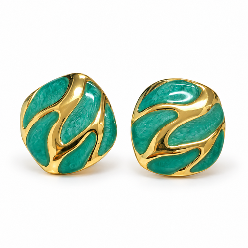 Anti-Tarnish Earrings Style 01 - green variation front view