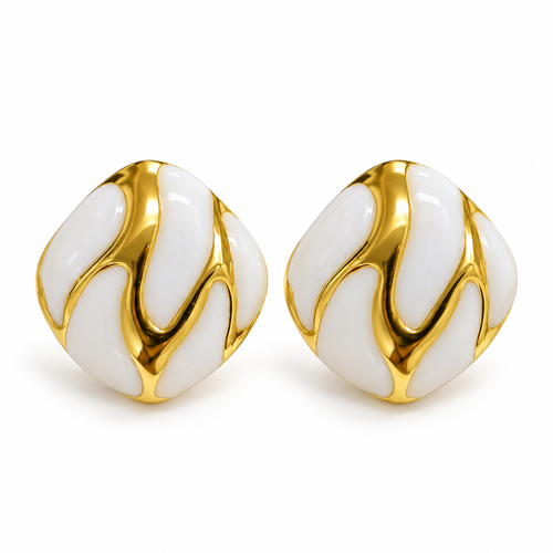 Anti-Tarnish Earrings Style 01 - white variation front view